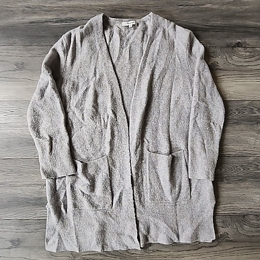 Madewell Cardigan Open Front Sweater Merino Wool Blend Grey Women's Size S